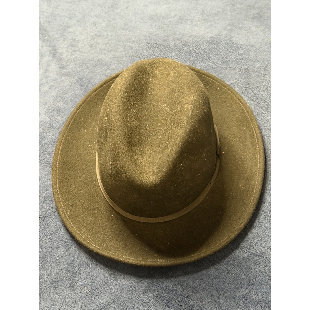 Vintage Lite Felt 100% Wool Fedora Packable Hat Mens Size M Made in USA Black